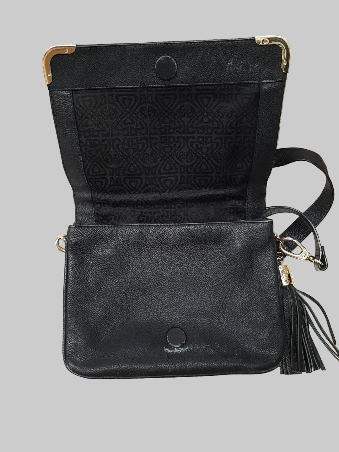Biba Vintage Crossbody Bag Small Black Leather with long adjustable strap