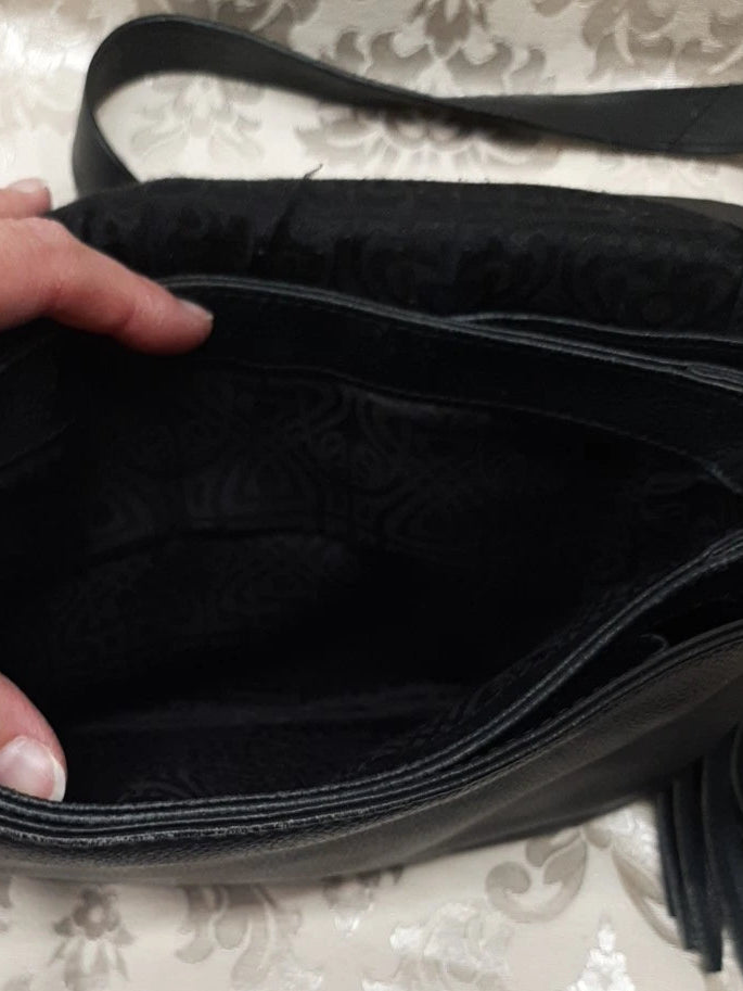 Biba Vintage Crossbody Bag Small Black Leather with long adjustable strap