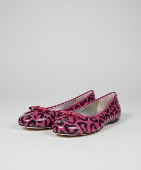 Marc by Marc Jacobs Pink/Black Heart Patent Leather Bow Ballet Flats Size 6