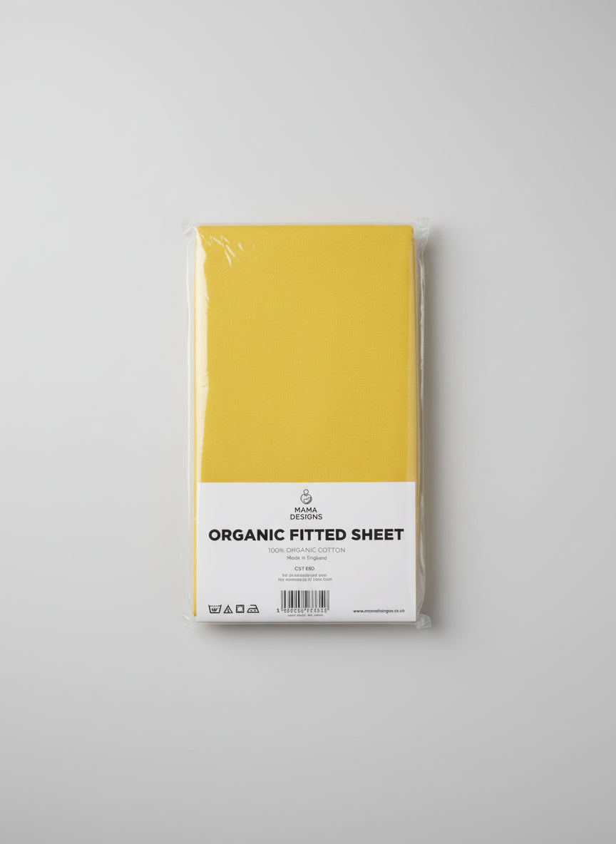Brand New Mama Designs Organic Fitted Sheet - Cot Bed - 140 x 70CM - Yellow