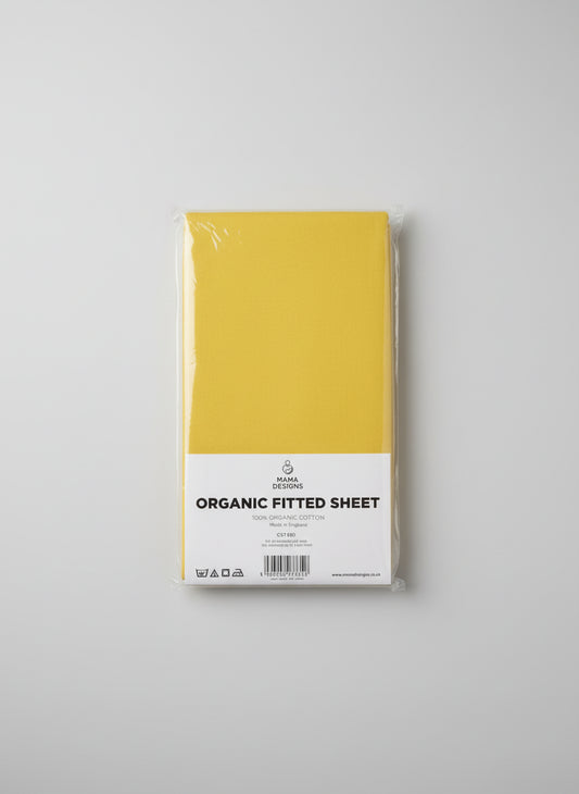 Brand New Mama Designs Organic Fitted Sheet - Cot Bed - 140 x 70CM - Yellow
