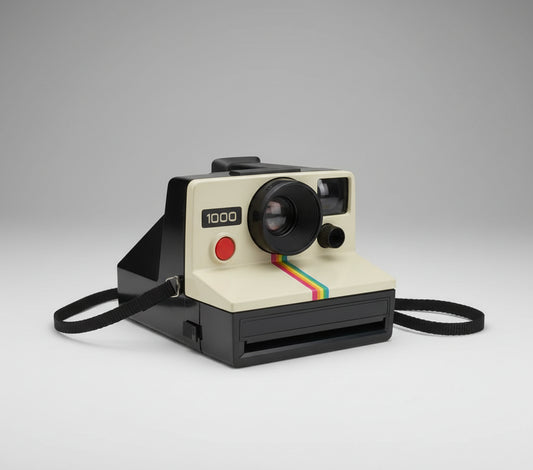 Vintage Polaroid One Step Land Camera W/Strap Rainbow Stripe And ITT Magicflash