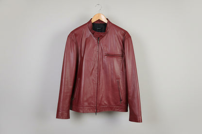 Schaffen Red Camel Leather Jacket (3) Size 3 Medium - Zipped Biker - GOOD USED CONDITION