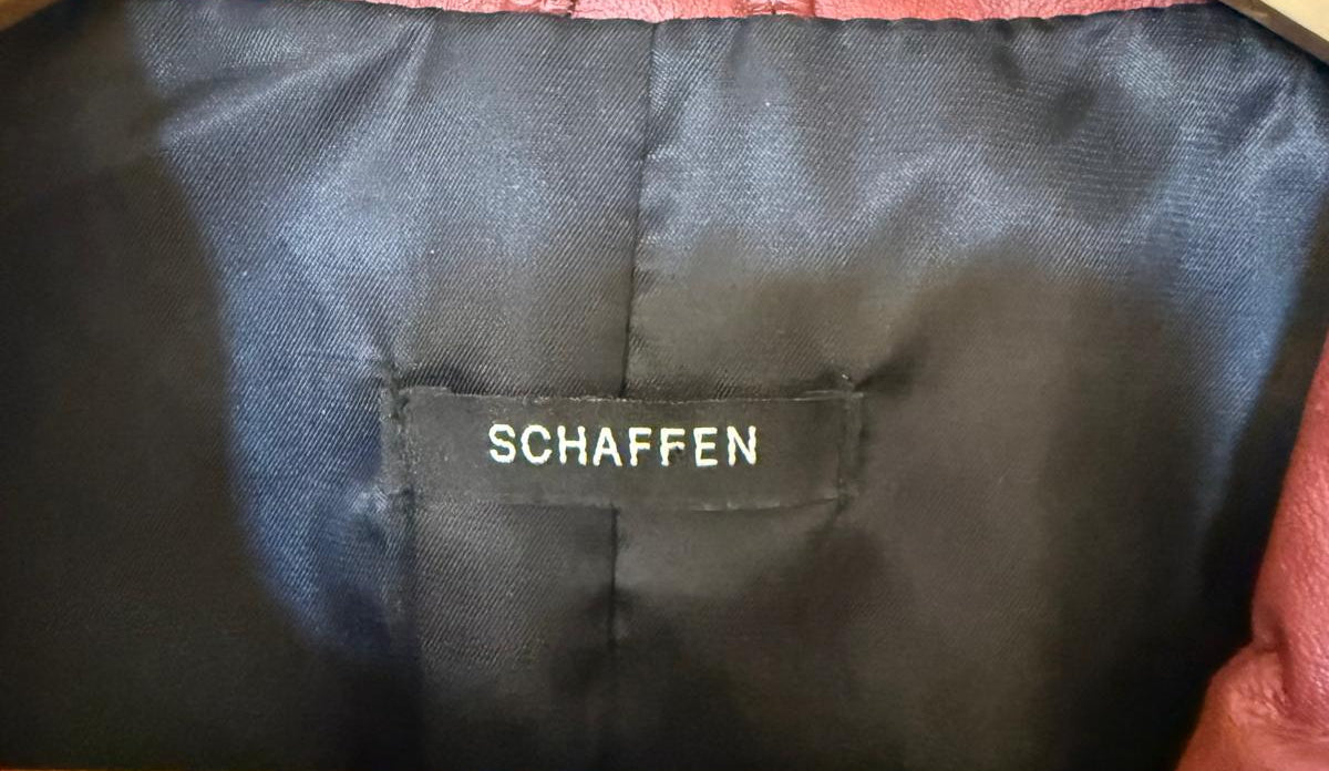 Schaffen Red Camel Leather Jacket (3) Size 3 Medium - Zipped Biker - GOOD USED CONDITION