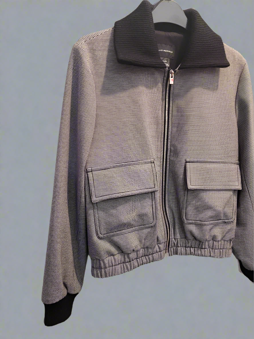 Club Monaco (XS) Houndstooth Jacket UK 6 8 EU 34 36 Bomber Collared Zipped