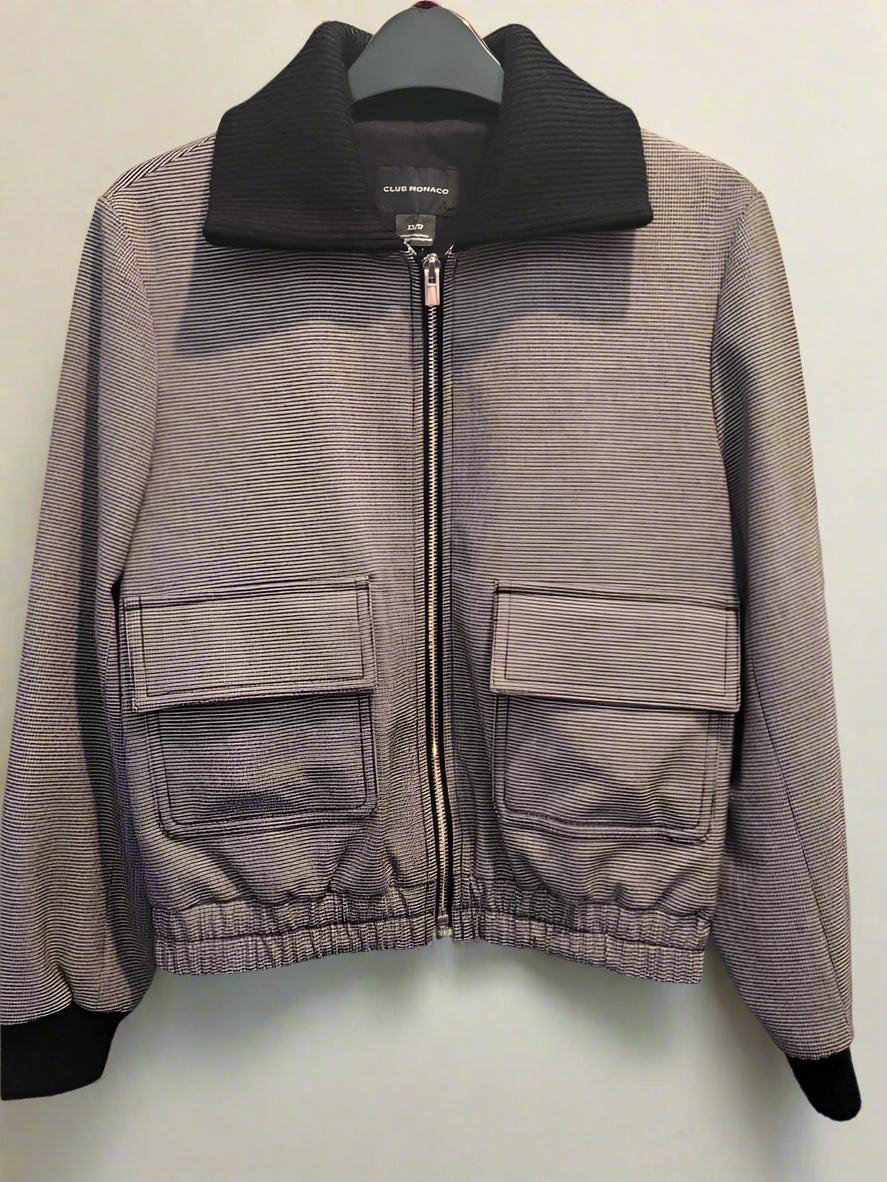 Club Monaco (XS) Houndstooth Jacket UK 6 8 EU 34 36 Bomber Collared Zipped