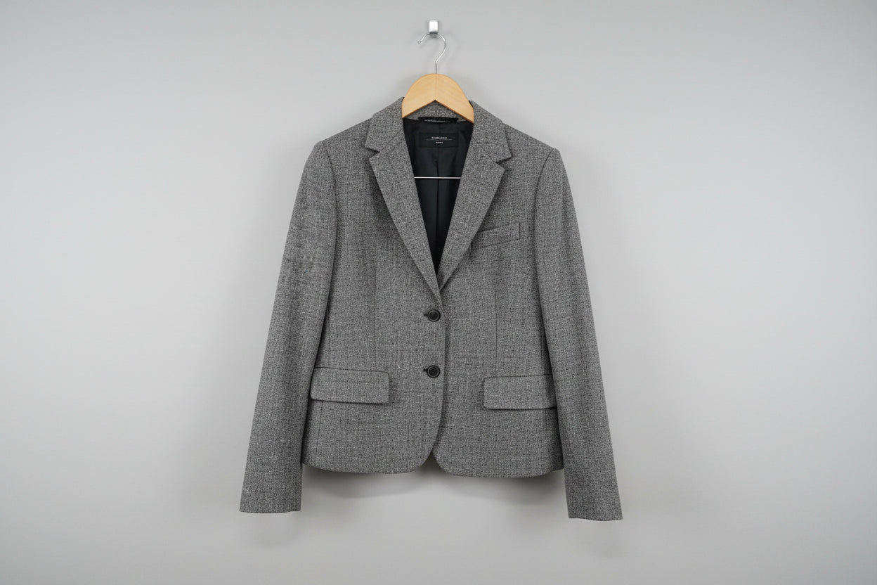 Max Mara Weekend Trouser Suit UK 14 EU 42 Grey Wool-Blend Blazer Jacket Co-Ord Set