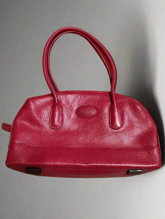Tod's Red Leather Silver Studded Handbag