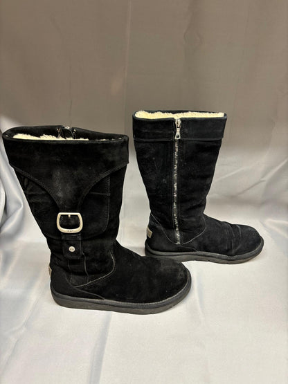UGG Cargo III Black Suede Boots UK 7.5 EU 50 Mid-Calf - In Box