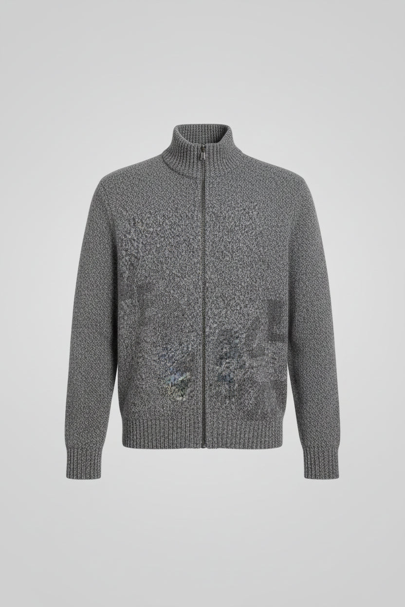 Versace Grey Knit Zipped Cardigan Jumper Size Large Vintage Wool Blend