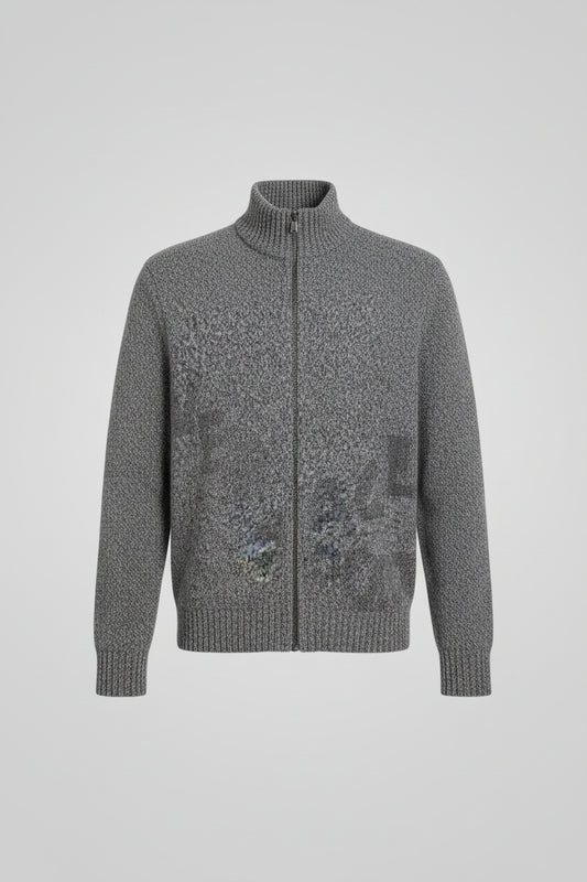 Versace Grey Knit Zipped Cardigan Jumper Size Large Vintage Wool Blend