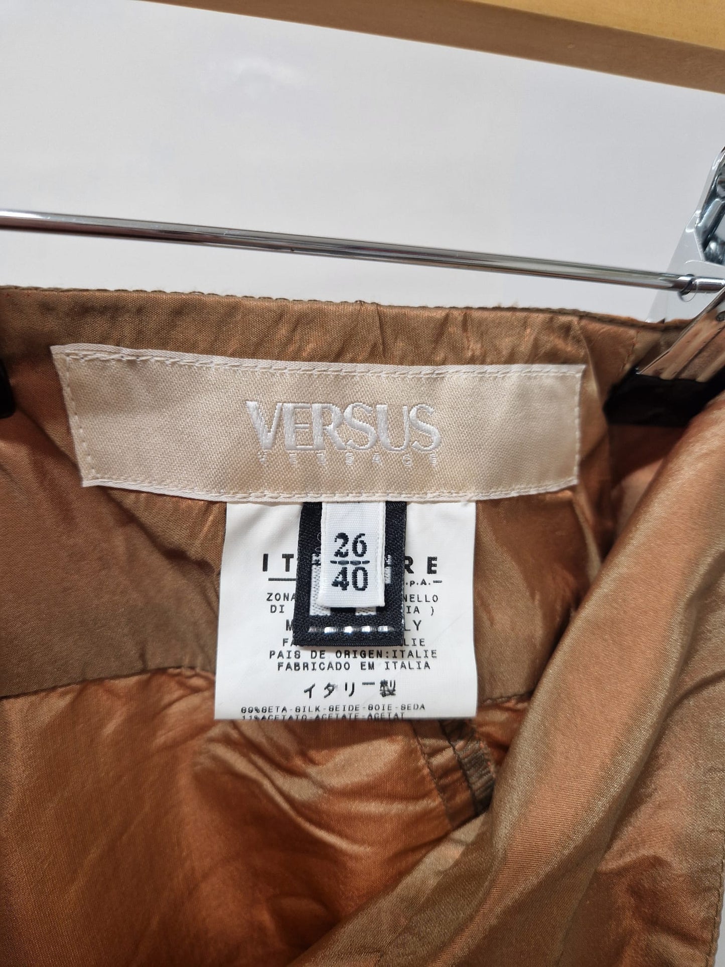 Versus Versace Orange Iridescent Silk Trousers UK 8 EU 36 Vintage Cropped