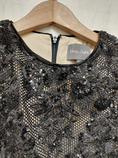 Phase Eight Black Lace Sequin Dress UK 10 EU 38 Fitted Party Formal