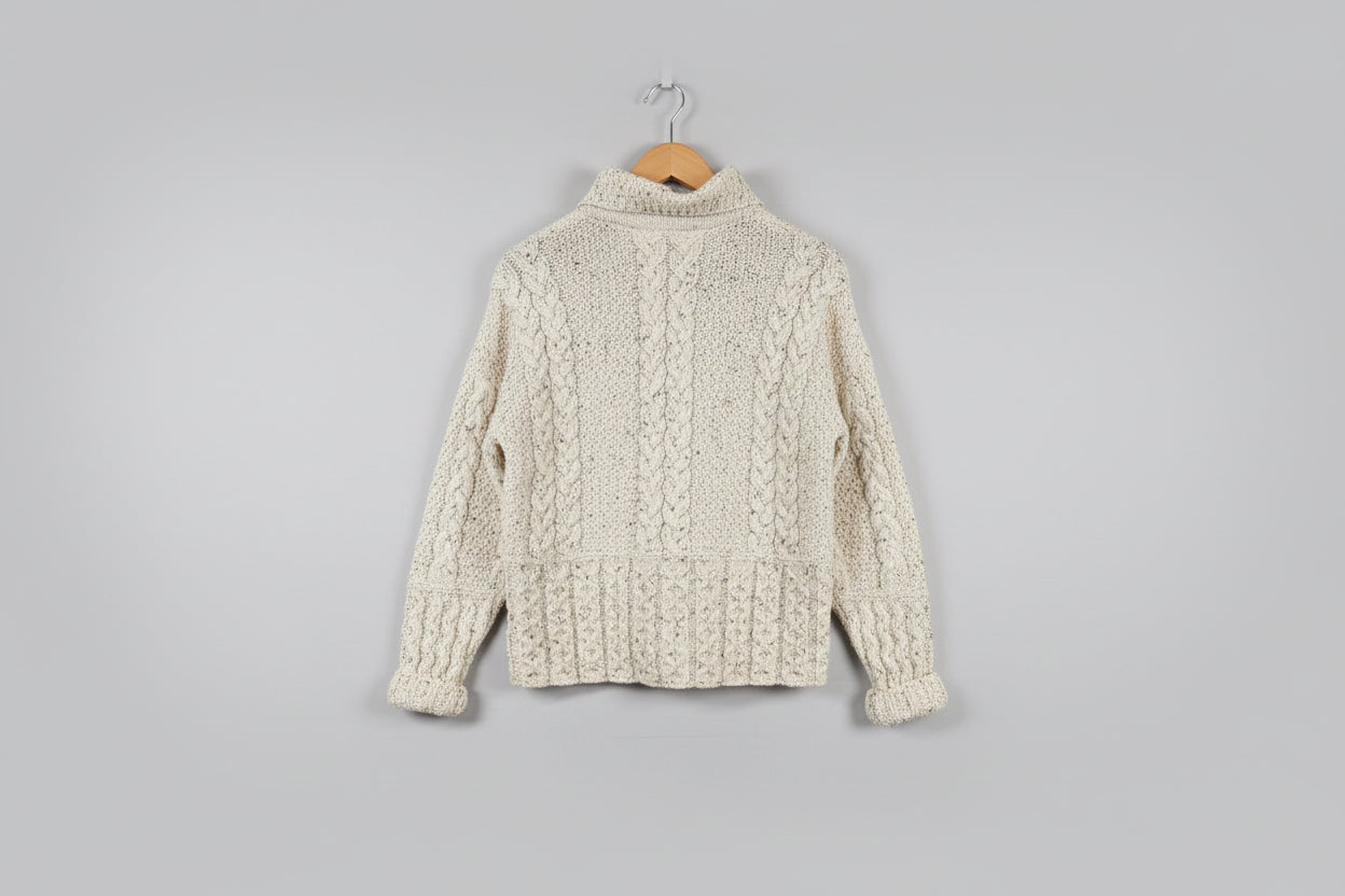 Vintage Emerald Design (M) Cream Cable Knit Button Down Sweater Cardigan Medium